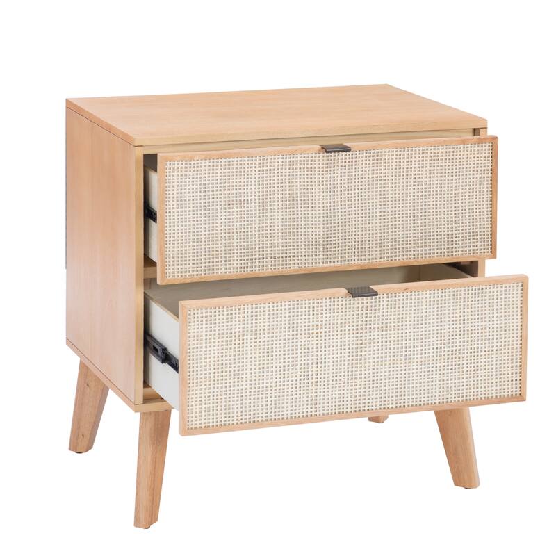 Adelphi Wooden/Cane Mid-Century Nightstand