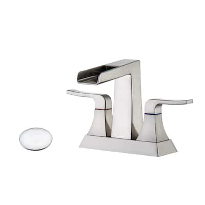 Topcraft Two Handle Waterfall Bathroom Faucet with Pop-Up Drainer