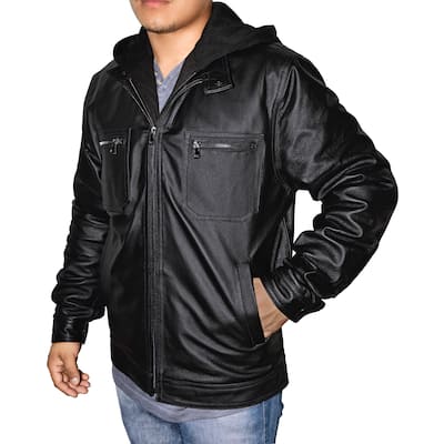 Men's Hooded Racing Leather Jacket
