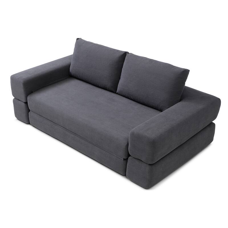Multi-Functional Folding Sofa Bed Gray Convertible Floor Sofa Couch Lounge Sofa Sleeper Sofa Couch with Pillows