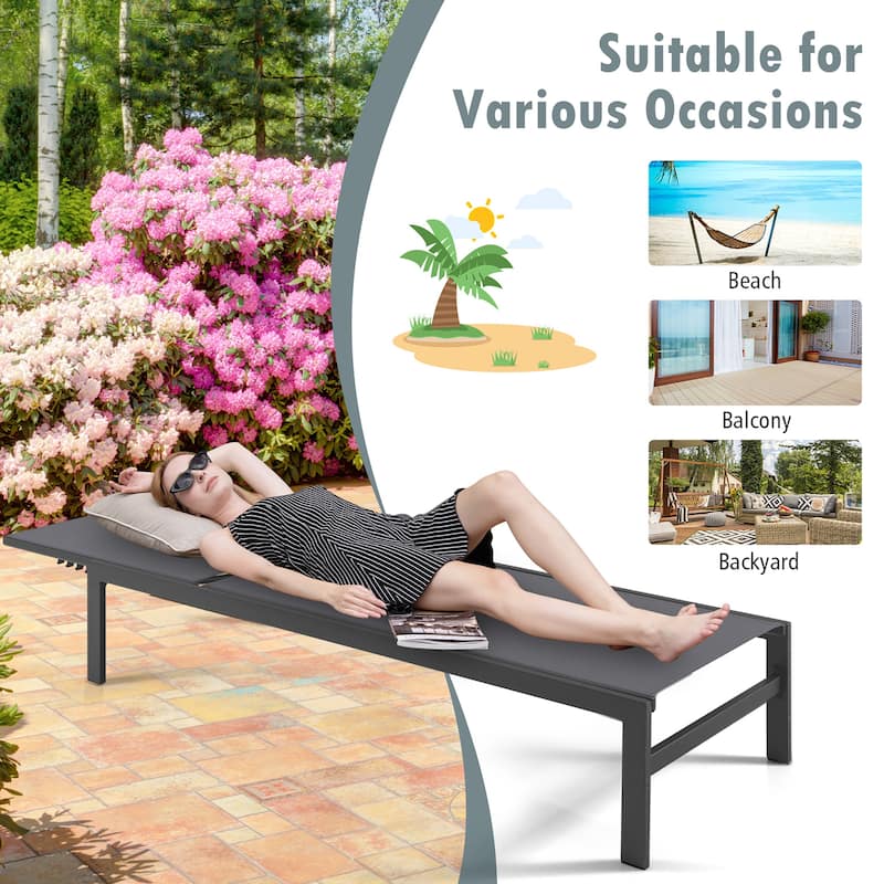 Costway 2 PCS 6-Position Lounge Chair Chaise Aluminium Adjust Recliner - See Details