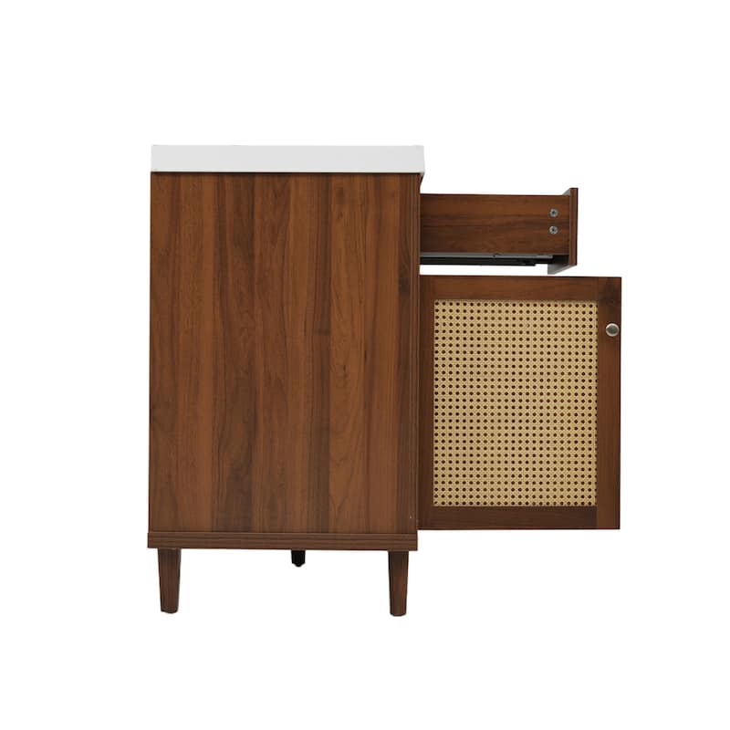 Christopher Knight Home - Emery 60" Bathroom Vanity with SMC Sink, Natural Finish for Modern Large Storage Cabinet