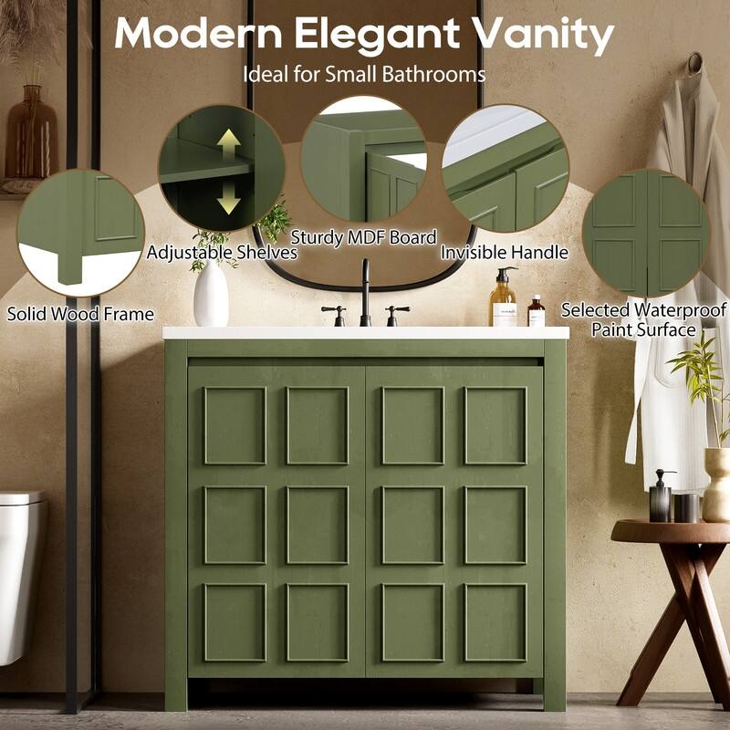 36" Retro Bathroom Vanity Organizer with Sink, Combo Cabinet Set, Bathroom Storage Cabinet