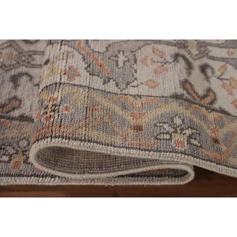 Transitional Beige Oushak Oriental Runner Rug Handmade Wool Carpet - 2'7"x 9'11"