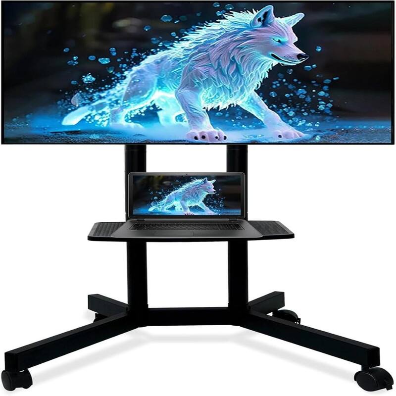 Rolling TV Stand with Wheels - Black