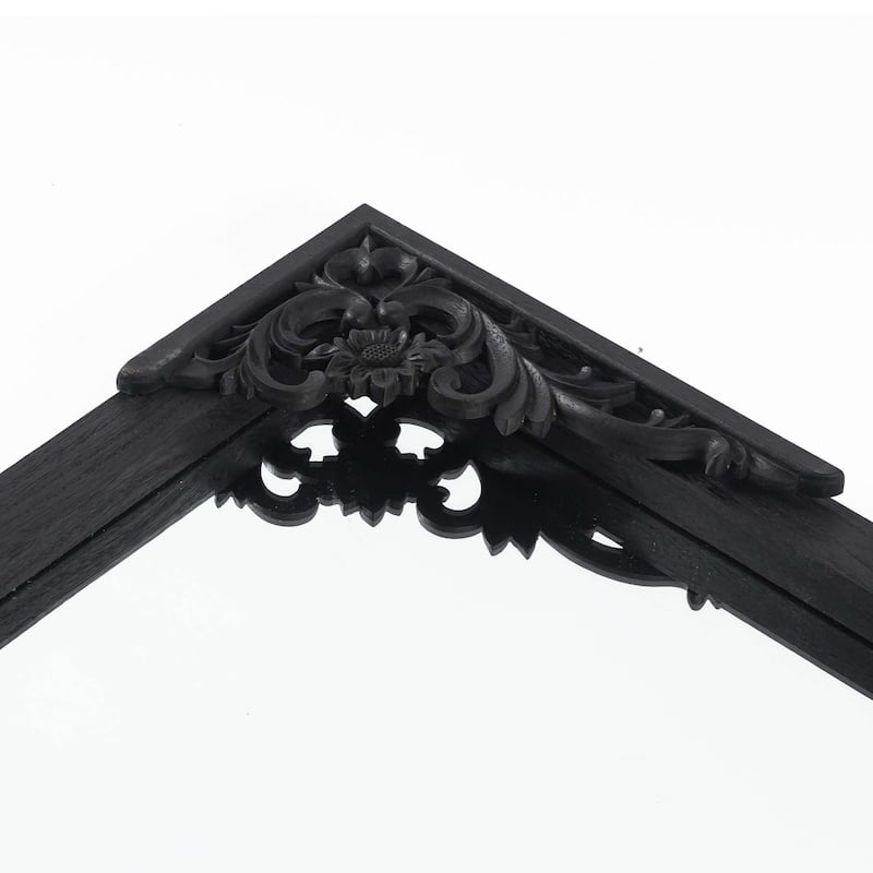 HomeRoots 69" Black Solid Wood Framed Full Length Mirror - 29.87 in. x 69.17 in. x 1.57 in.