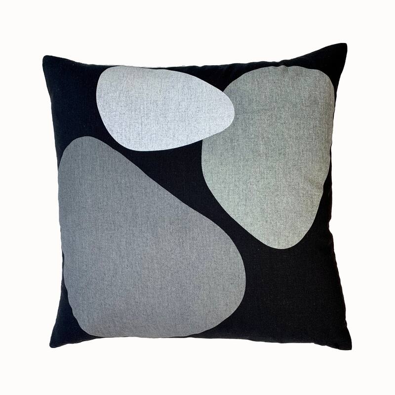 Jiti Indoor Bubble Patterned Modern Abstract Linen Square Throw Pillow 20 x 20 - Grey/Black