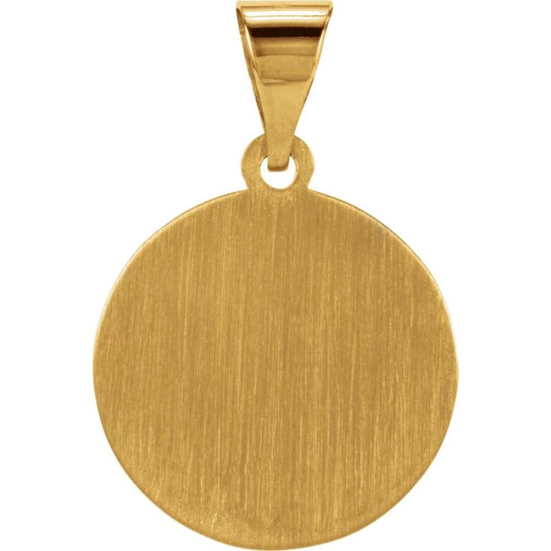 Curata 14k Yellow Gold 15mm Polished Round Hollow St. Christopher Medal Pendant Necklace Jewelry Gifts for Women