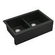 preview thumbnail 11 of 61, Karran Farmhouse Apron Front Quartz Double Bowl Kitchen Sink Kit