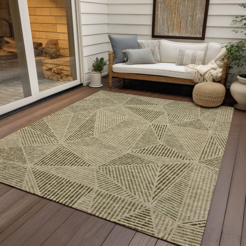Machine Washable Indoor/ Outdoor Chantille Geometric Mosaic Rug