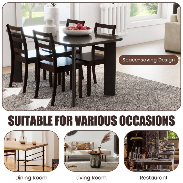 Set of 2 Wood Dining Chairs with Solid Rubber Wood Legs - 16" x 16" x 33.5"
