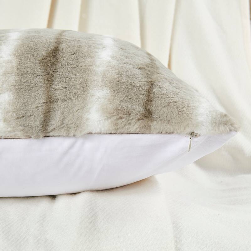 Amanda Stripe fauxfur Throw Pillow Covers Set of 2, NO INSERT