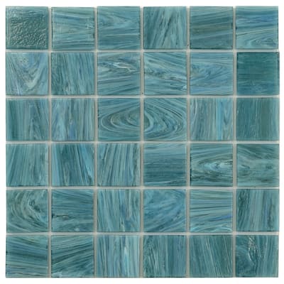 Apollo tile 12" x 12" Celestial Glossy Yale Blue Glass Tile (10 sq ft/case) - 10 Pack