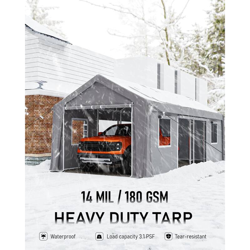 13'x25' Oversized Carport, Heavy Duty Portable Garage