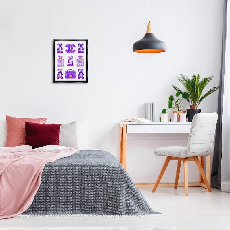 Stupell Purple Glam Gummy Candy Framed Floater Canvas Wall Art Design by Amanda Greenwood