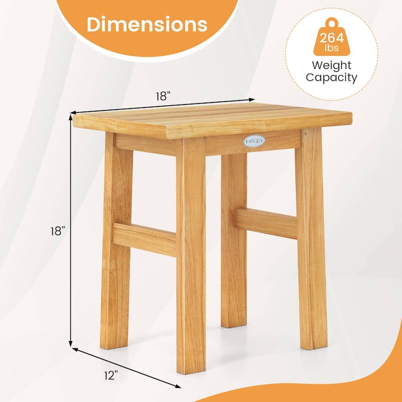 Costway 18" Teak Shower Bench Waterproof Spa Bath Stool for Shaving - See Details