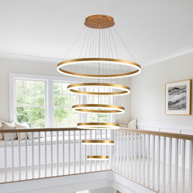 Gold led ring chandelier outlet