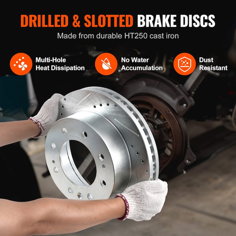 Front and Rear Brake Kit Drilled and Slotted Brake Rotors Ceramic Brake Pads Replacement
