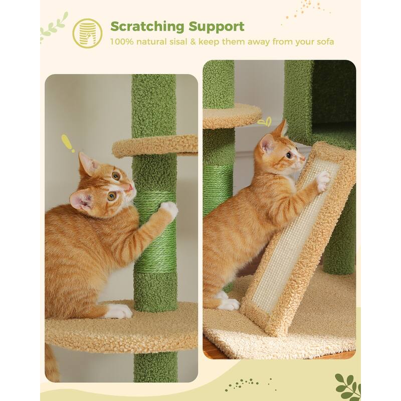 Adjustable Tall Cat Tree Cat Tower with Condo, Hammock and Scratching Post