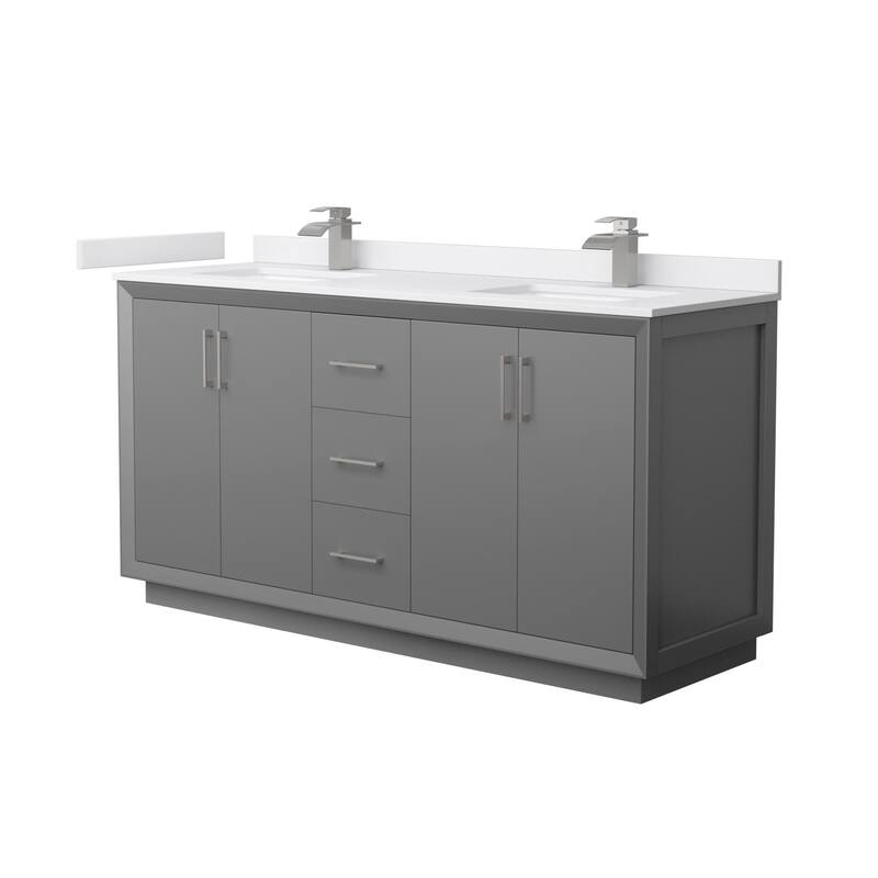 Wyndham Collection WCF414166D-VCA-UNSMXX Strada 66" Free Standing - Dark Gray / White Cultured Marble Top / Brushed - Painted