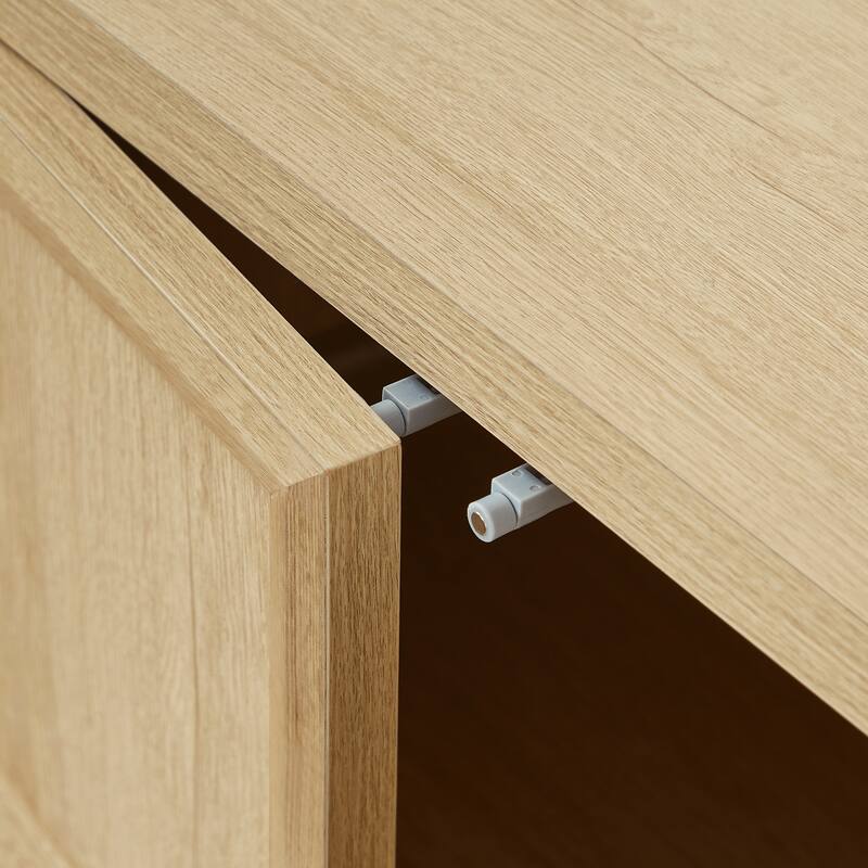 67" Modern sideboard storage cabinet with tip-on opening, soft-close hinges, and tilt-proof wall mount