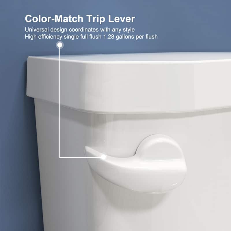 Two-piece 1.28 GPF Single Flush ADA Chair Height Elongated Toilet Map Flush 1000g, Soft-Close Seat Included