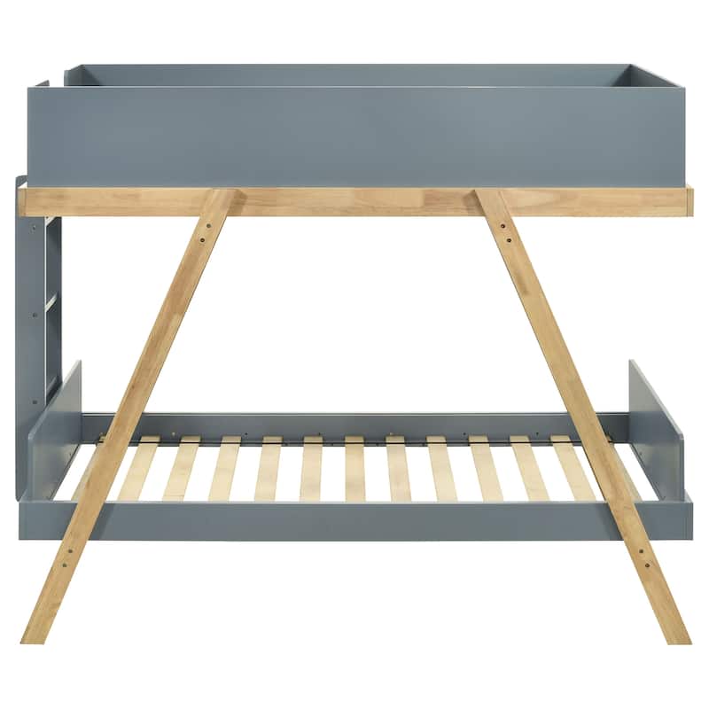Frankie Mid-Century Modern Wood Twin Over Twin Bunk Bed