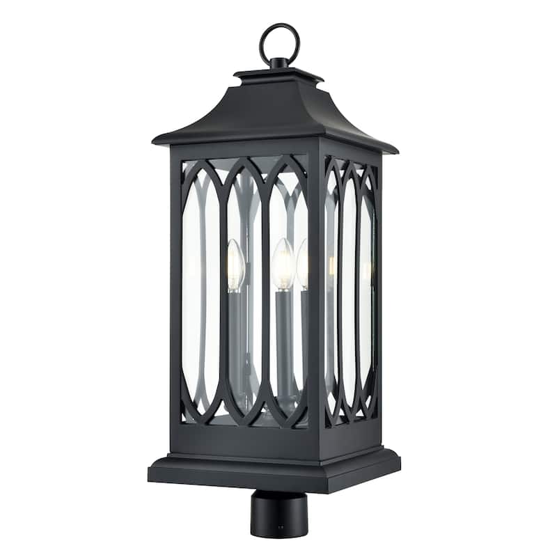 Mallorey 3-Light Outdoor Post Lantern Powder Coated Black - Powder Coated Black - Powder Coated Black
