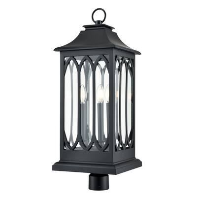 Mallorey 3-Light Outdoor Post Lantern Powder Coated Black - Powder Coated Black