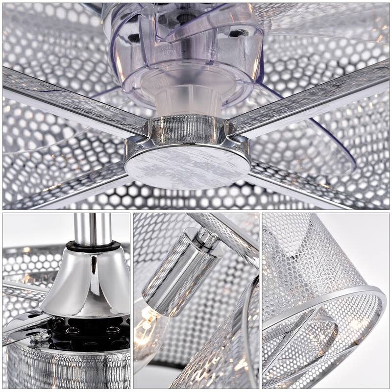 20.4'' 3 ABS Fan Blades Dual Shade Modern Ceiling Fan with Remote Control, Noiseless Reversible AC Motor,Chrome