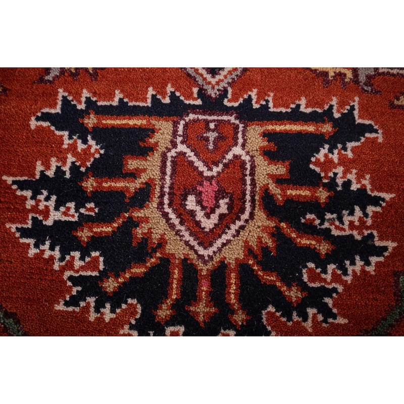 Geometric Heriz Serapi Indian Area Rug Hand-Knotted Wool Carpet - 8'0" X 10'4"