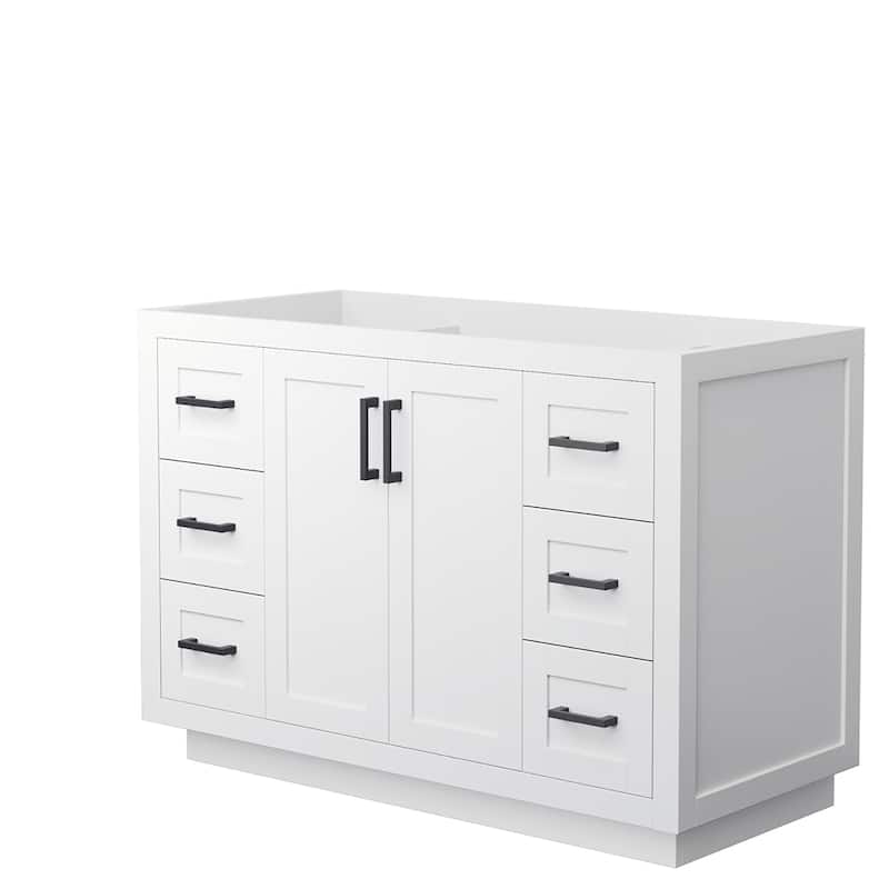 Wyndham Collection Miranda 48" Single Free Standing Vanity Cabinet - White / Matte Black Hardware