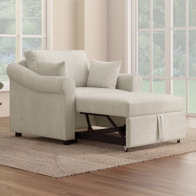 Chenille Convertible Sleeper Chair with Adjustable Backrest