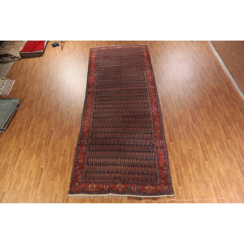 Hand Knotted Oriental 100% Wool Carpet Traditional All-Over Navy Blue & Blues Bidjar Area Rug - 17' 8'' X 6' 9''