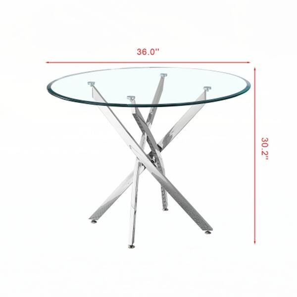 Contemporary Round Clear Dining Tempered Glass Table - Bed Bath ...