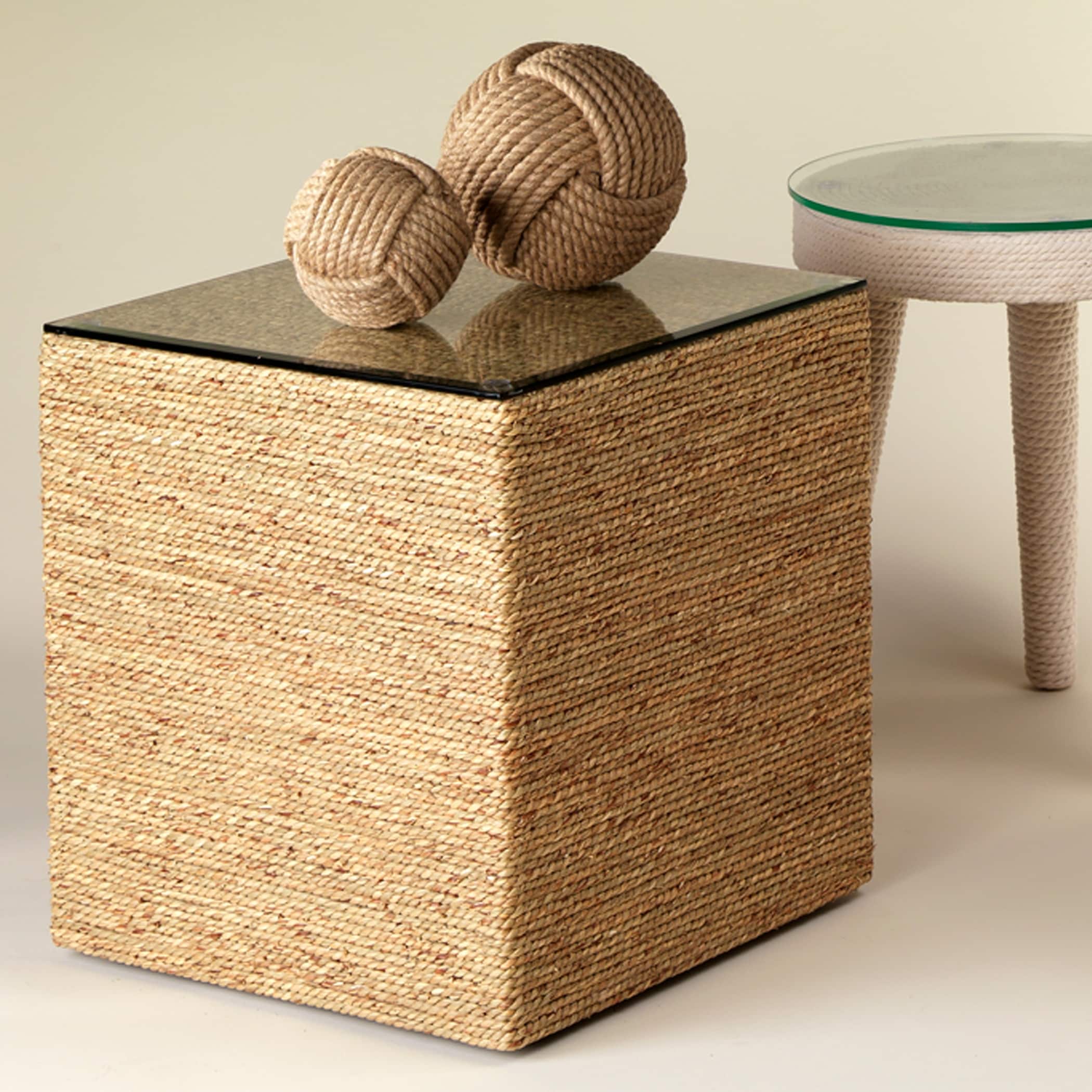 Alden Decor Marina Seagrass Square Side Table