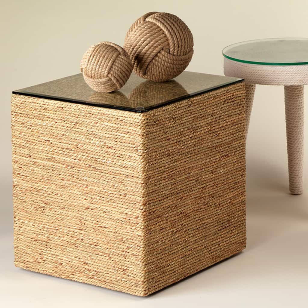 Alden Decor Marina Seagrass Square Side Table