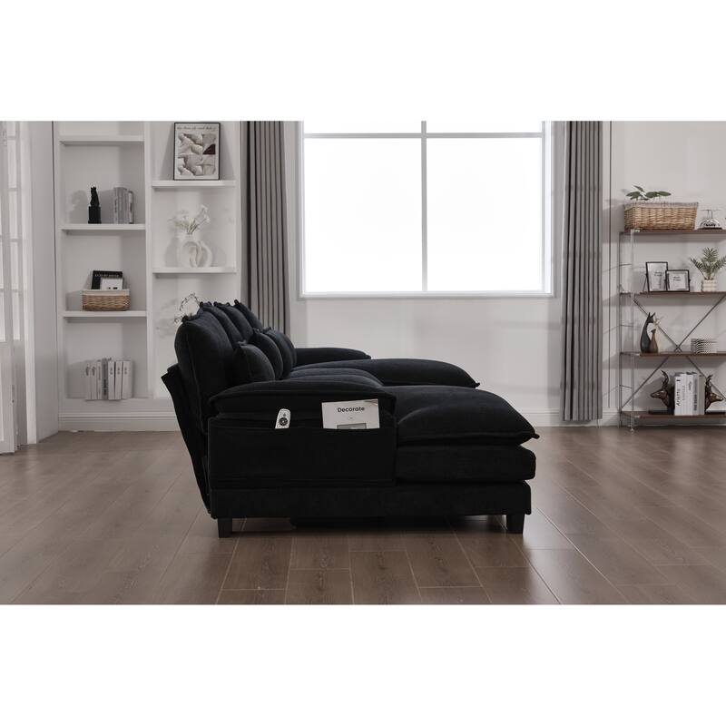 GDFStudio - U Shaped 110" Chenille Modular Cloud Sectional Couches