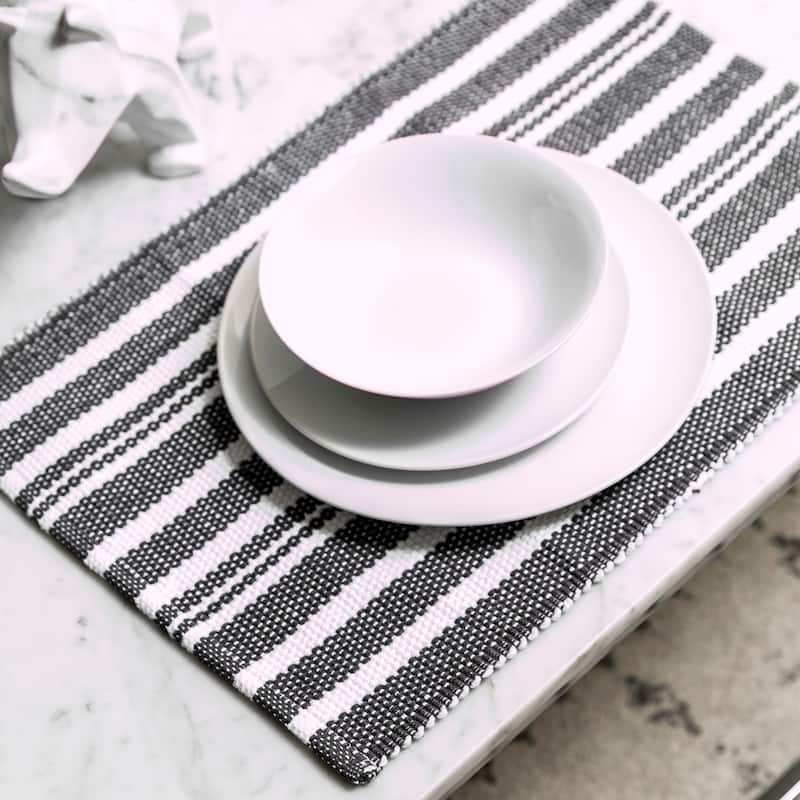 Fabstyles Broadway Set of 4 Stripe Cotton Placemats - 13x19