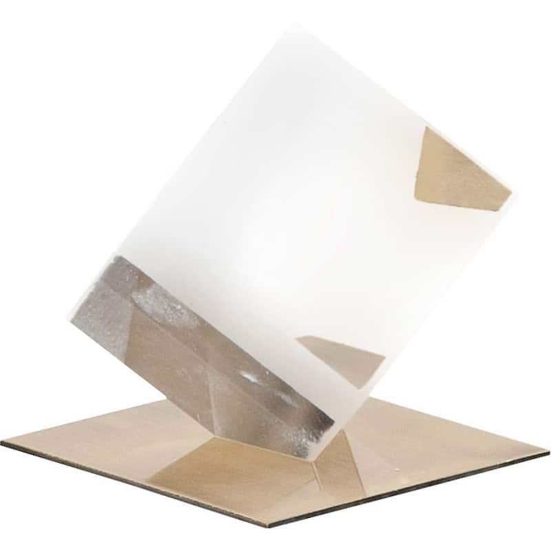 Optical Glass Cube and Gold Sculpture - 4"W x 4"D x 5"H