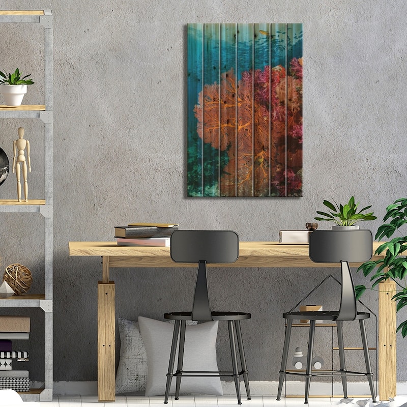 Fiji. Fish and coral reef. Print On Wood by Jaynes Gallery - Multi-Color