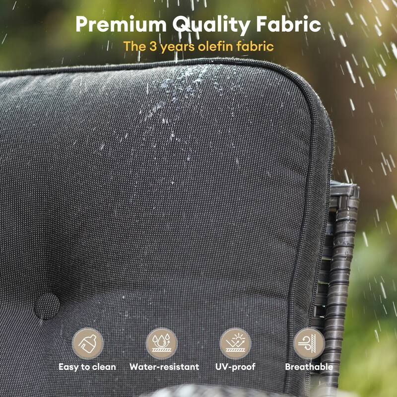 HOOOWOOO 6-piece Grey Wicker Outdoor Swivel Rocking Chair Set for Patio