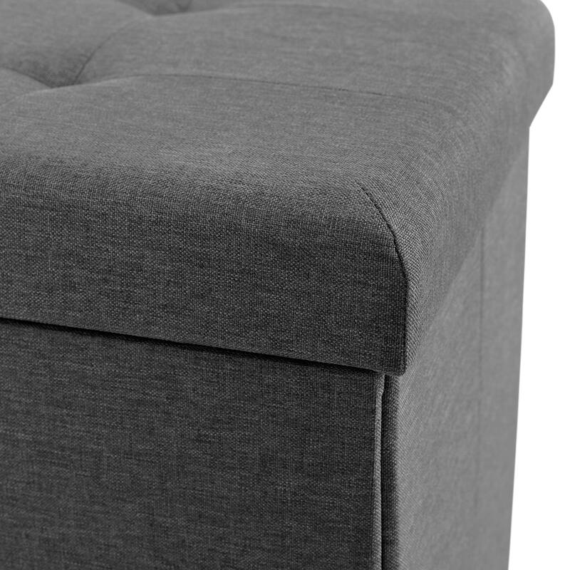 Seville Classics Cushioned Ottoman Shoe Storage Bench, Modern Gray