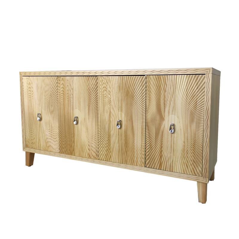 Carved Scatter Pattern Sideboard Bar Cabinet Buffet Cabinet, Natural