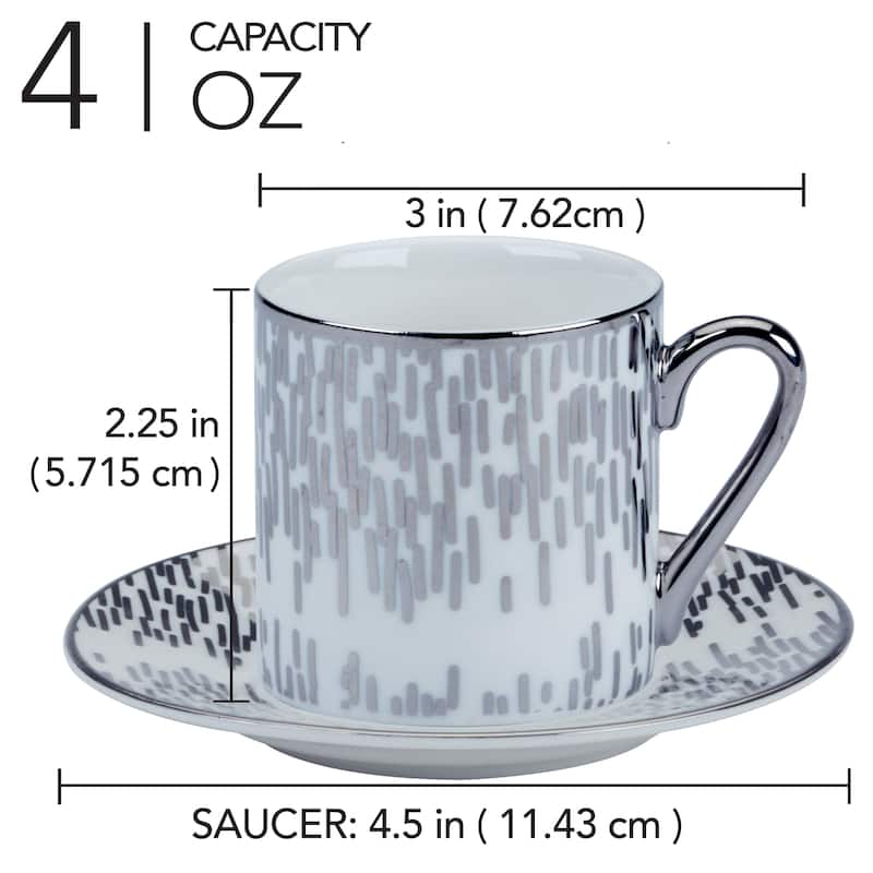 Certified International Matrix Silver Espresso Cup & Saucer