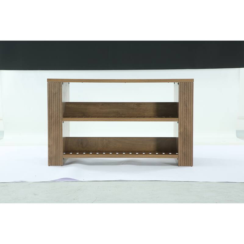 59 Inch Stationary Kitchen Island with Open Storage Shelves, Farmhouse Style - 27.55" D x 59.05" W x 35.43" H