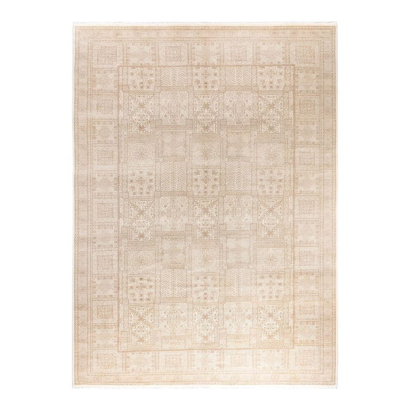 Ikat One-of-a-Kind Hand-Knotted Area Rug, Ivory - 9' 2" x 12' 4"