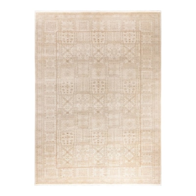 Ikat One-of-a-Kind Hand-Knotted Area Rug, Ivory - 9' 2" x 12' 4"