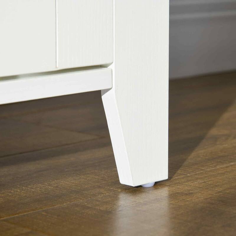 55" TV Stand with Two 2-Inch-Wide Cable Holes ,Shelves and Cabinets for TVs Up to 60"