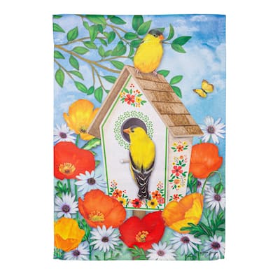 Yellow Finches Suede Garden Flag